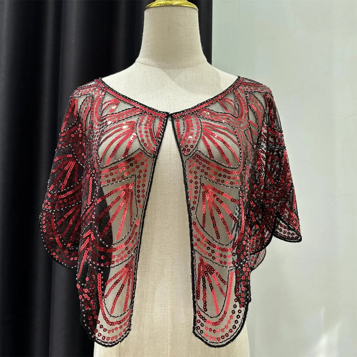 1920s Beaded Sequin Flapper Shawl Elegant Retro Lace Cape Wedding Evening Dress Outerwear Shawl 9 Colors