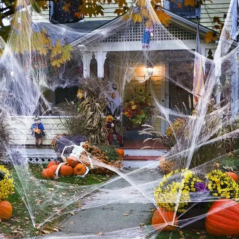 Halloween Decoration Party Accessories Decorations for Events Scream Festa Spider Web Black Outdoor Props Haunted House Spider