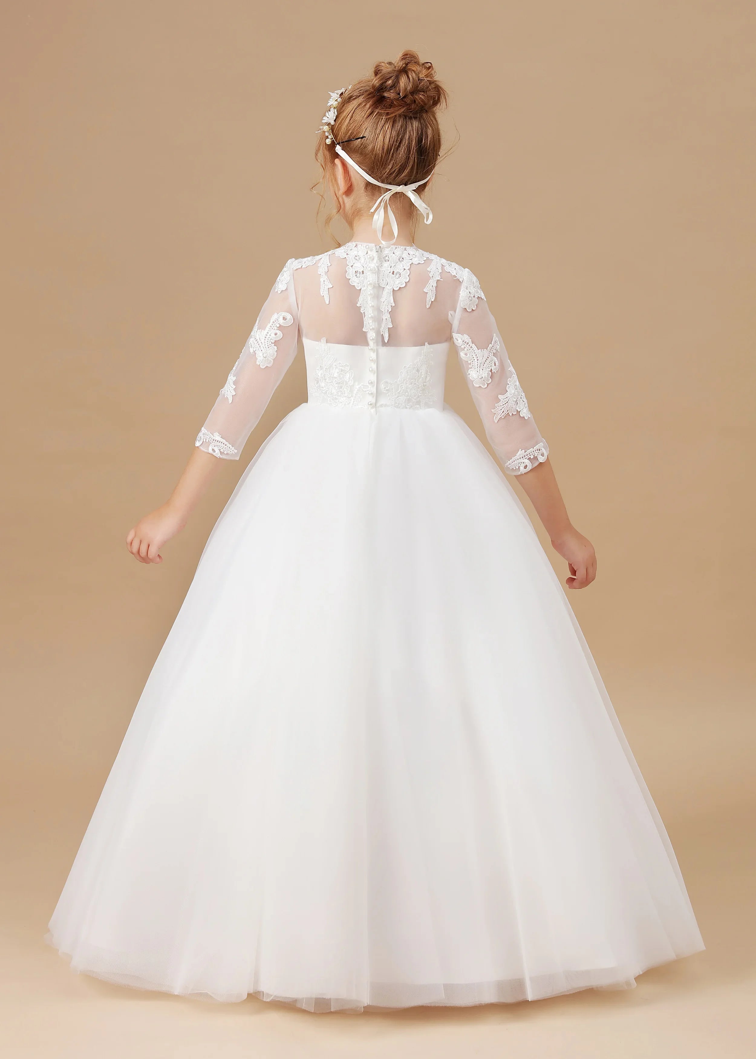 Kids' Princess Flower Girl Dress Wedding Ceremony First Communion Banquet Prom Night Celebration Event Ball Evening-Gown Party