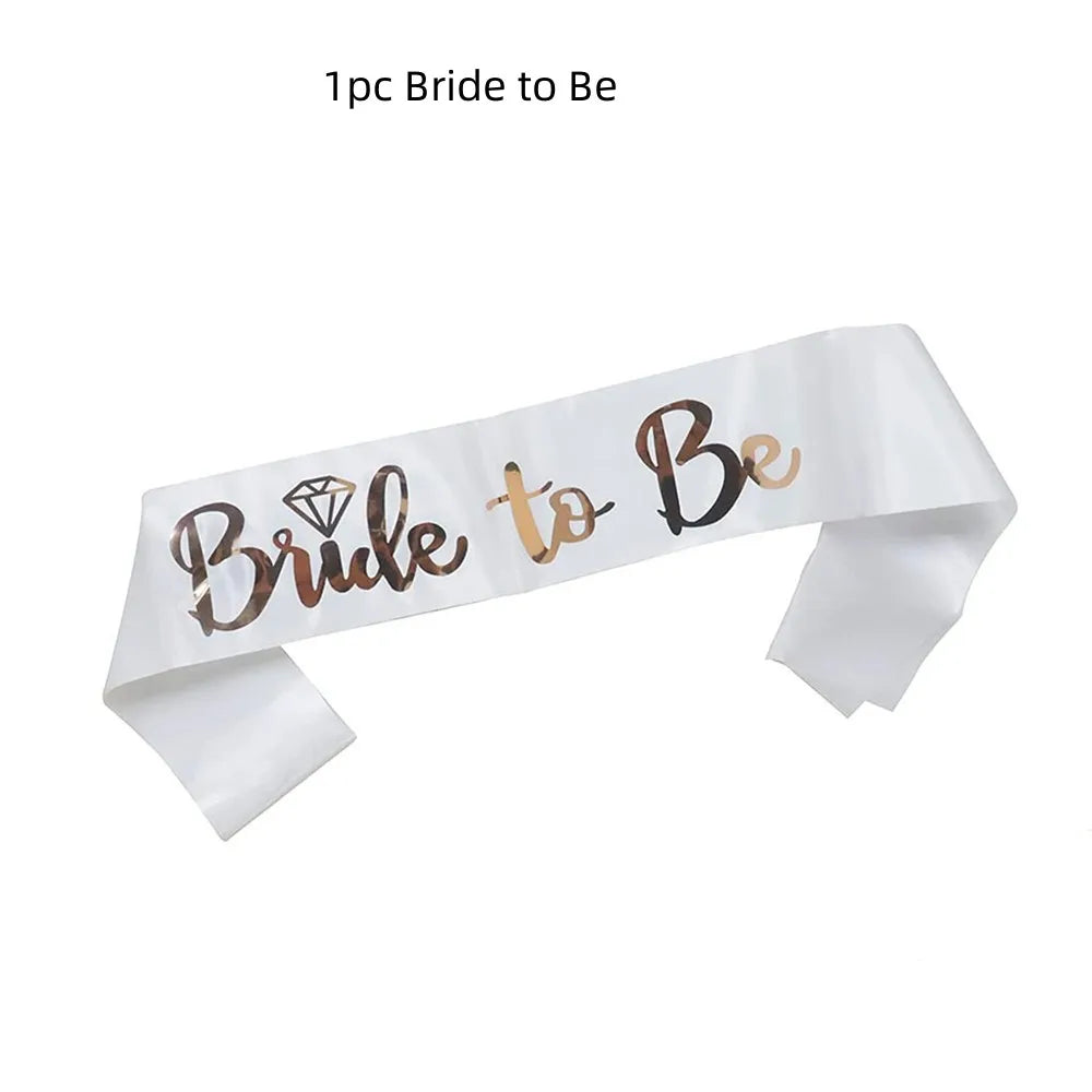 1Set Rose Gold Team Bride To Be Satin Sash Bachelorette Party Decoration Girls Hen Party Wedding Bridal Shower Decor Supplies