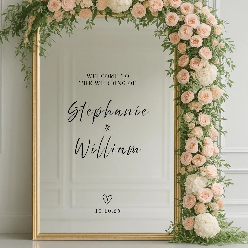 Wedding Mirror Decal Sticker Custom Welcome Sign Vinyl Gold Foil Bienvenidos A Nuestra Boda Name And Dates Mariage Decor
