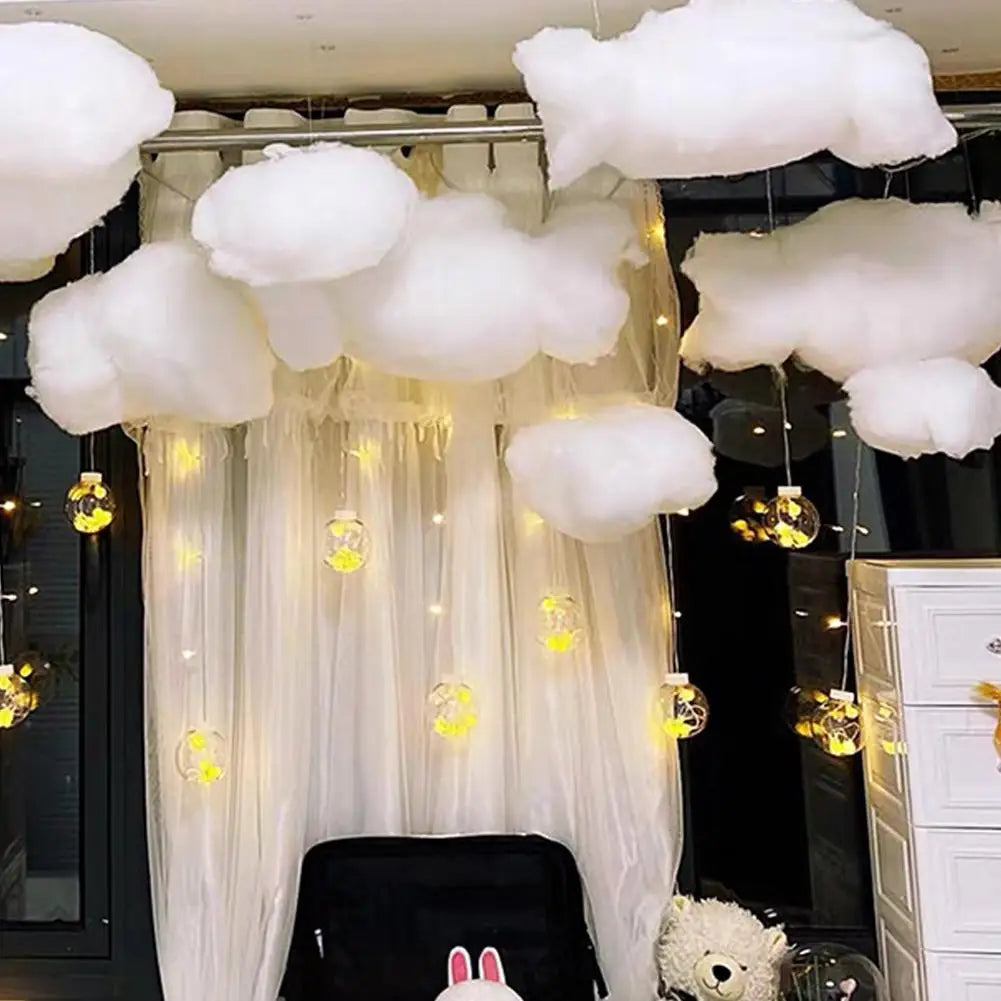 Wedding Cotton Cloud Decoration Artificial White Cotton Cloud Wedding Background Decor Props Xmas Birthday Party DIY Hanging