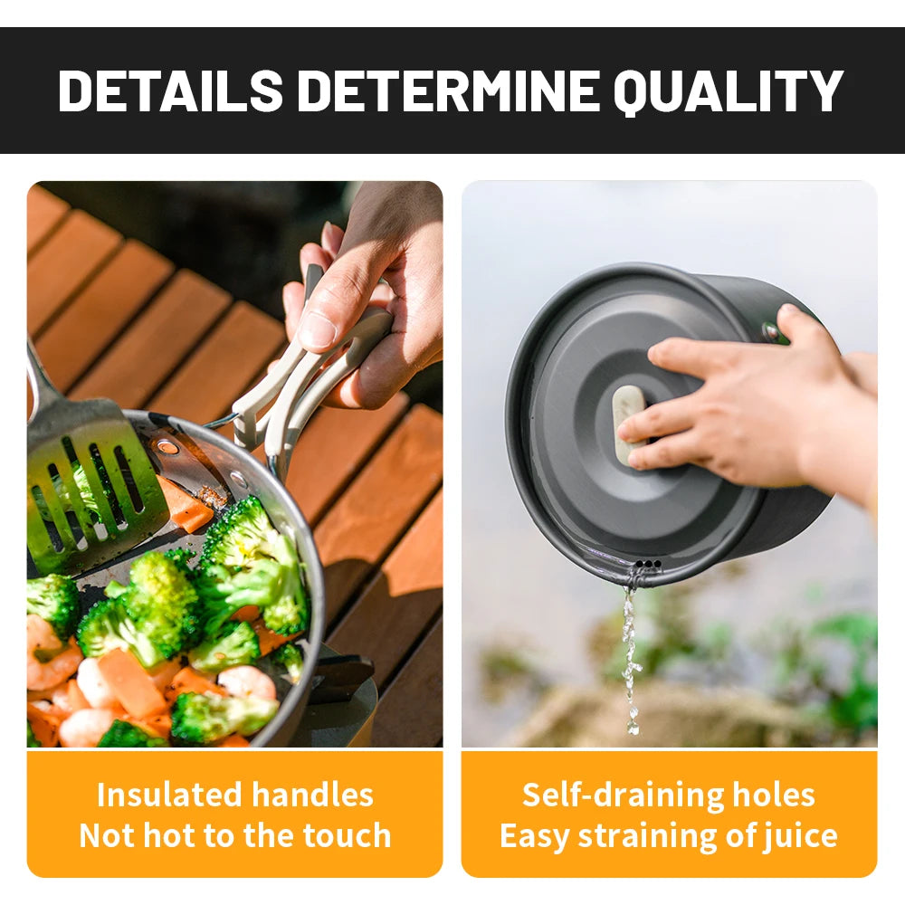 Naturehike Camping Cookware Kit Outdoor Frying Pan Portable Kettle Foldable Picnic Tableware Kitchen Utensils Cooking Utensils