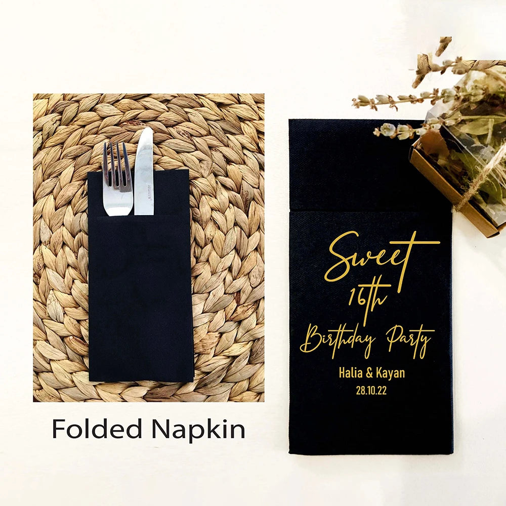 50pcs Personalized wedding napkins, Soft linen napkins disposable,Custom any name/date napkins,Dinner Napkins,Beverage Napkins