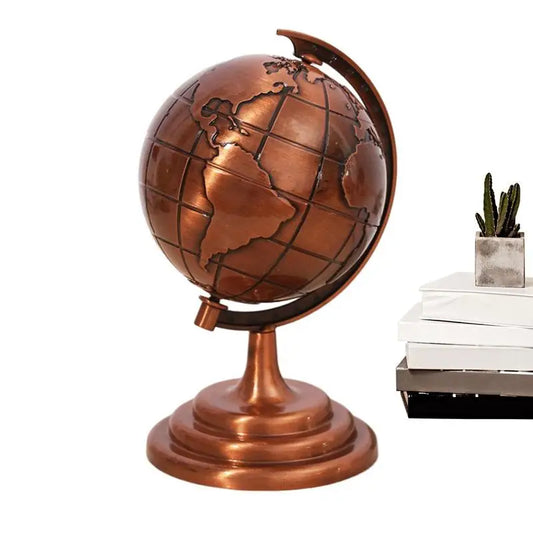 Luxury Office Decor Ornaments Vintage World Globe Metal Decorative Crafts Modern Home Living Room Study Desk Decorations