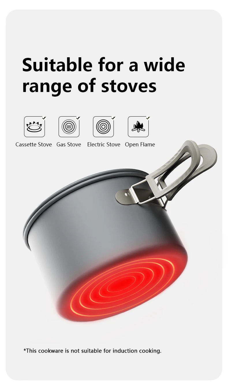 Naturehike Camping Cookware Kit Outdoor Frying Pan Portable Kettle Foldable Picnic Tableware Kitchen Utensils Cooking Utensils