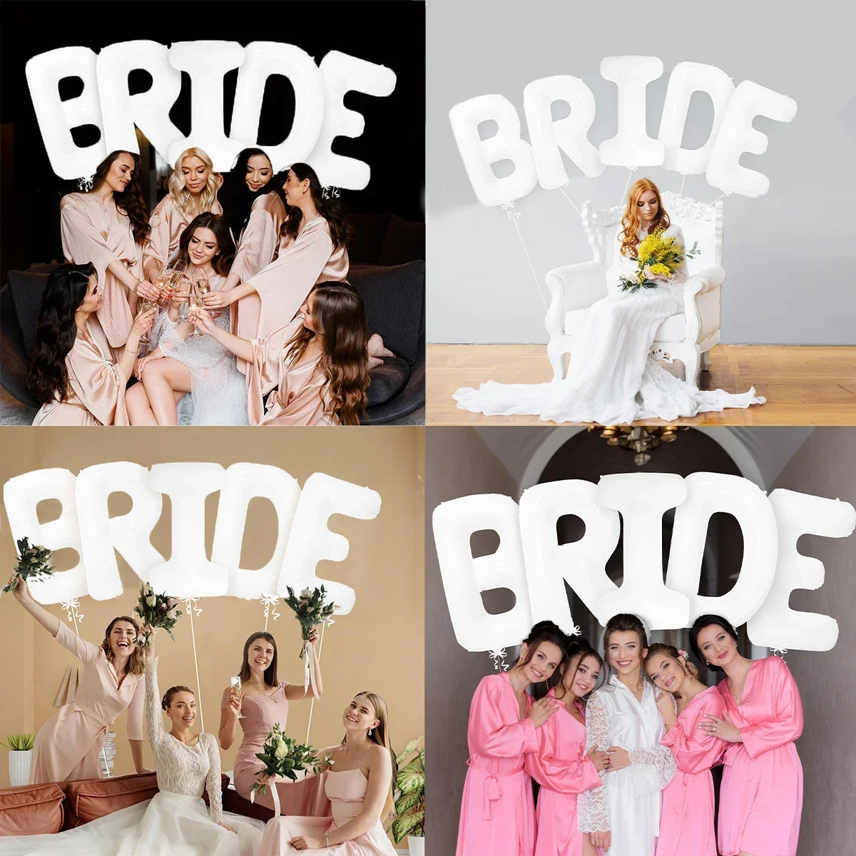 32Inch Giant Bride Balloons Set - Bachelorette Party Decorations Bride Balloons for Bridal Wedding Shower Decorations