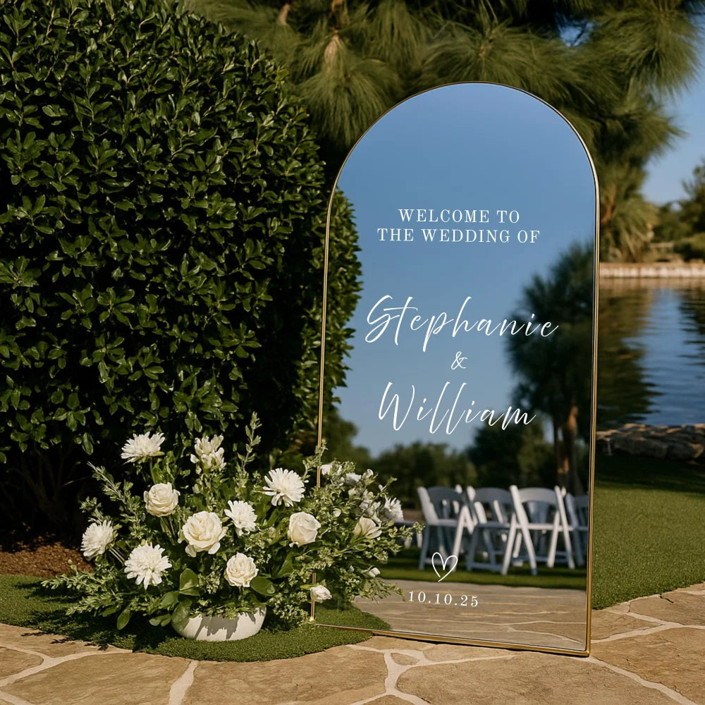Wedding Mirror Decal Sticker Custom Welcome Sign Vinyl Gold Foil Bienvenidos A Nuestra Boda Name And Dates Mariage Decor