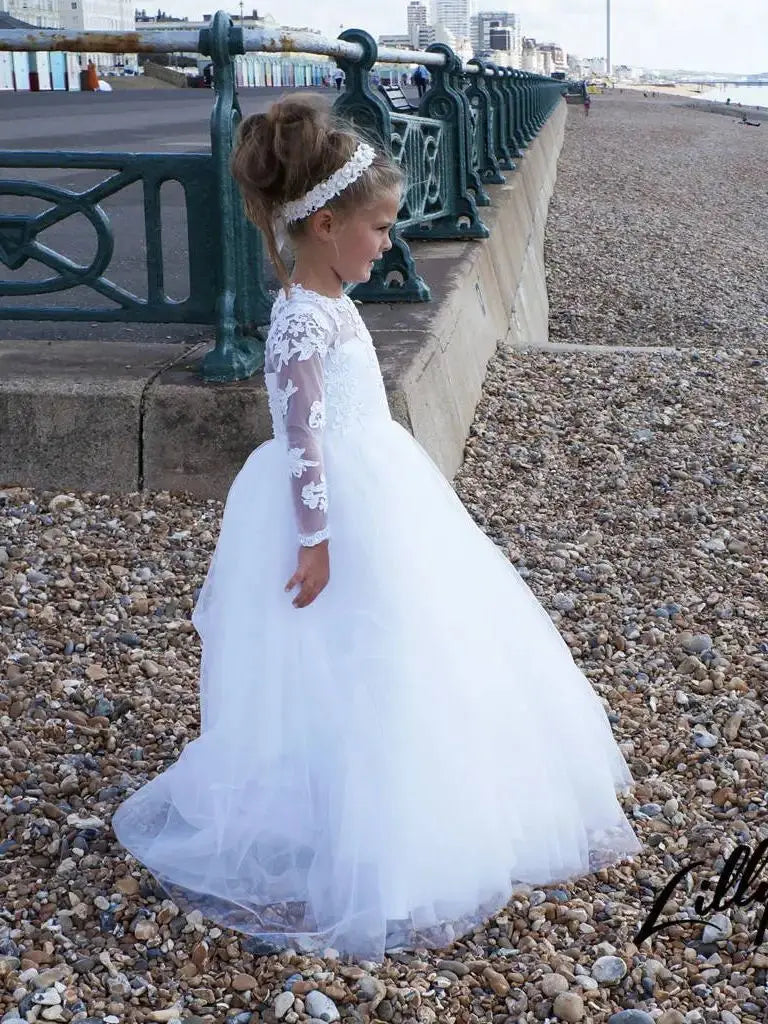Kids' Princess Flower Girl Dress Wedding Ceremony First Communion Banquet Prom Night Celebration Event Ball Evening-Gown Party