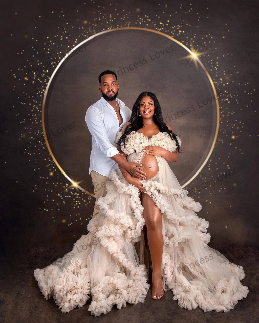 Ivory Ruffle Prom Dresses for Pregnant Women Tiered Tulle Photography Dressing Gown Elegant Baby Shower Vestidos Customized