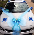 Wedding Car Decoration Flower Set Cover Door Handle Ribbons Silk Flower Garland With Tulle Rose Accessory Wed Decor2023