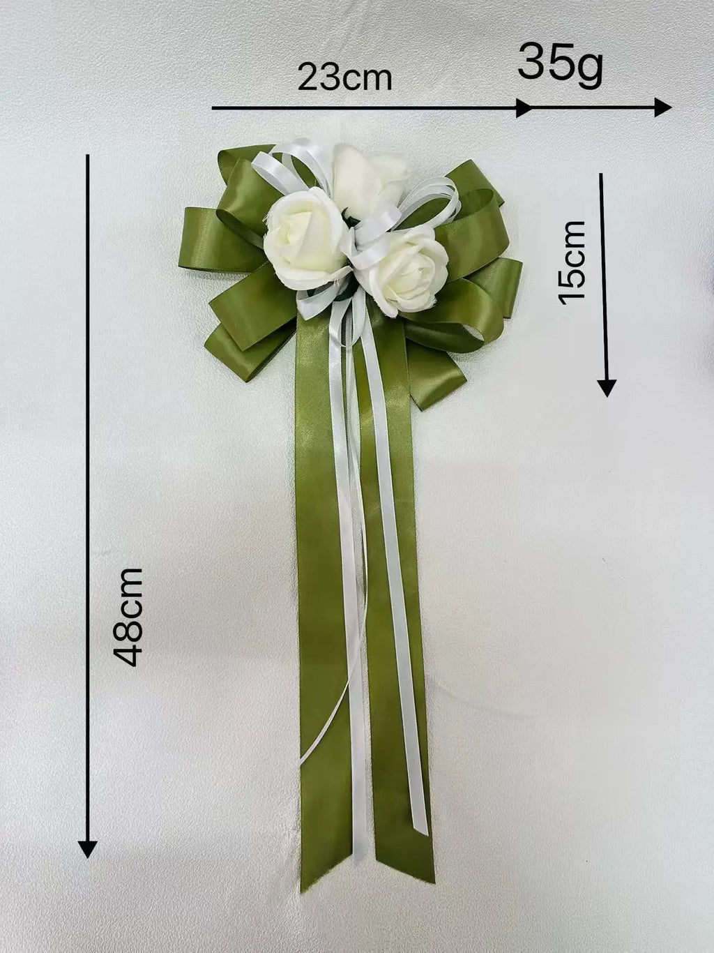 Yannew 4pcs Wedding Car Rearview Mirror Flowers with Ribbon Bow Tie Just Married Auto Door Handle Decoration Aisle Rose Flower