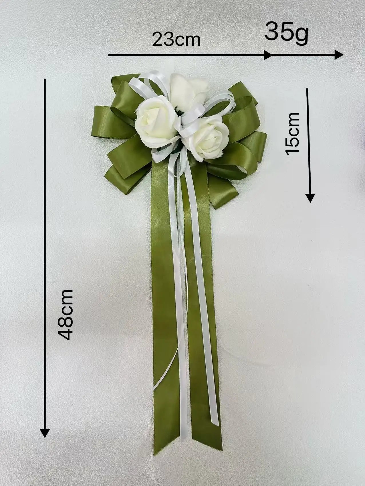 Yannew 4pcs Wedding Car Rearview Mirror Flowers with Ribbon Bow Tie Just Married Auto Door Handle Decoration Aisle Rose Flower