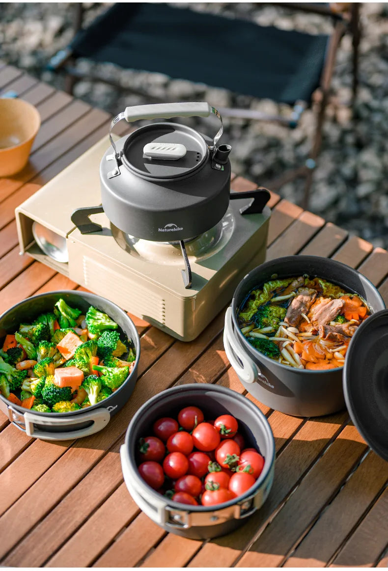 Naturehike Camping Cookware Kit Outdoor Frying Pan Portable Kettle Foldable Picnic Tableware Kitchen Utensils Cooking Utensils