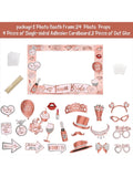 25pcs Bachelorette Party Rose Gold Photo Booth Props Set - Handheld Frame, Perfect for Bridal Showers & Wedding Celebrations