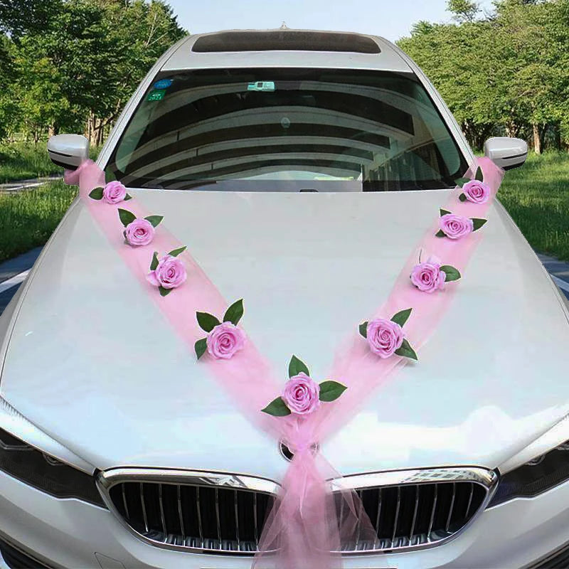 1set Wedding car decoration car head flower wedding supplies wedding main wedding car layout set creative personality