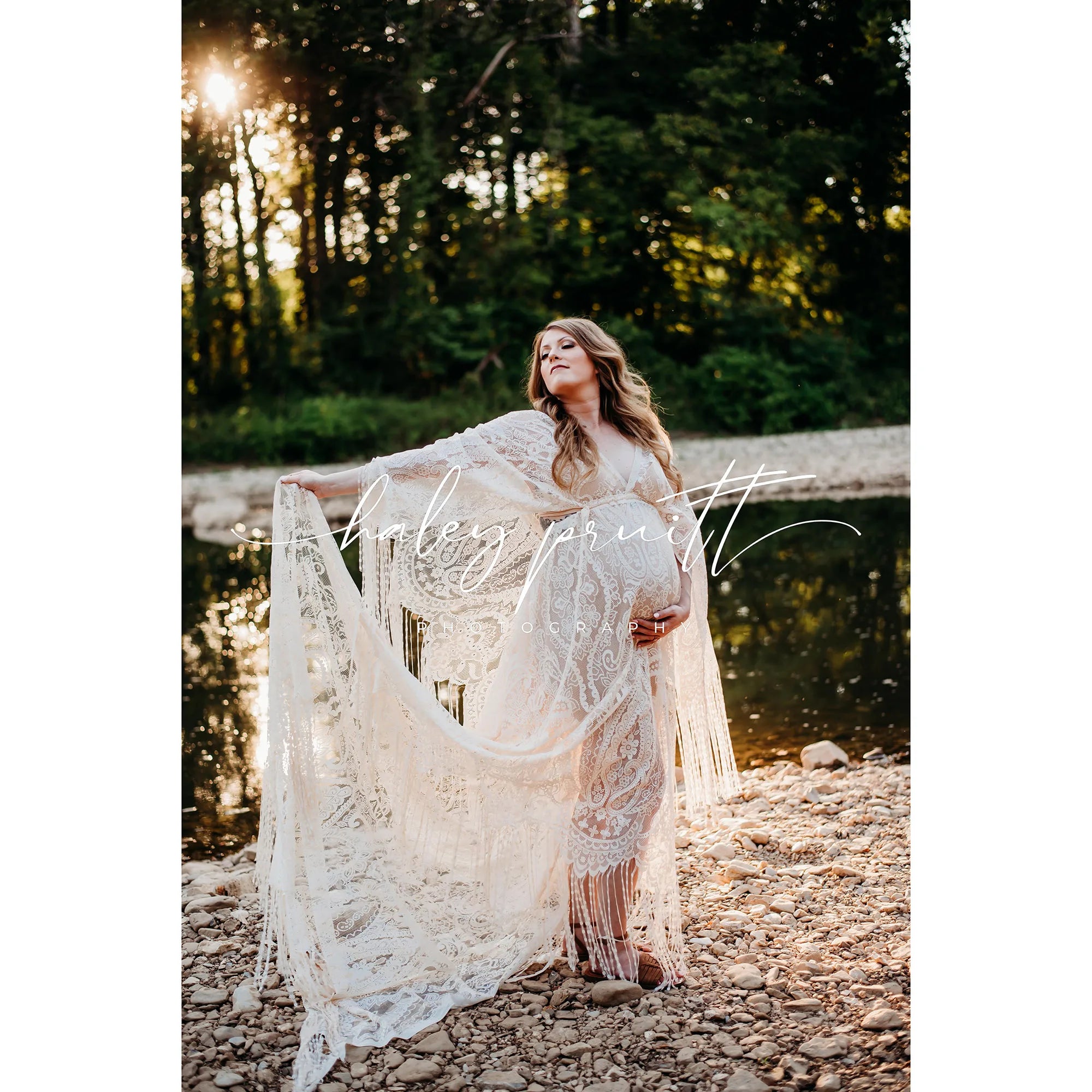 Don&Judy Maternity Dress Boho Photo shoot Maxi Long Sleeve Wedding Party Evening Ivory Gown for Bride Pregnant Women Photography