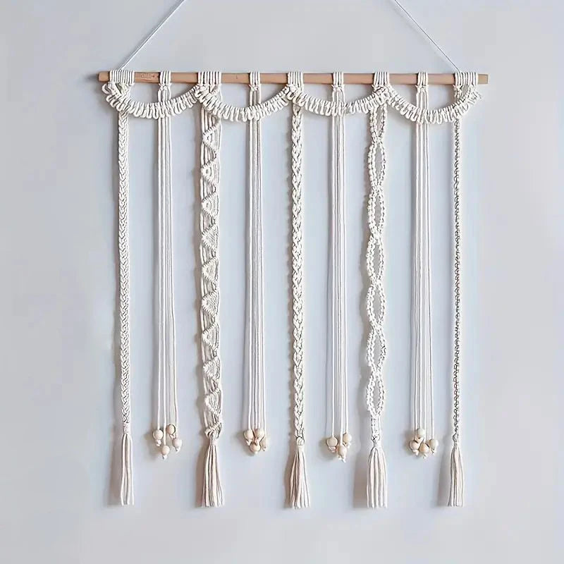 Boho Photo Display Clip Handmade Exquisite Tassel Wall Hanging Decoration Photograph Storage Tool With 20 Wooden Clips