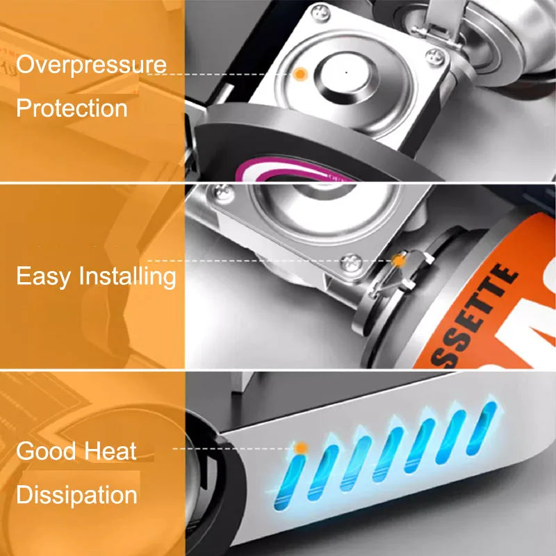 Outdoor Mini Gas Cooker Camping Hiking Picnic Portable Stove Fishing Hunting Cassette Warmer Barbecue BBQ Cooking Kitchen