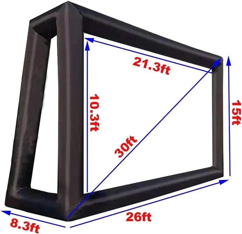 Outdoor 14-30Ft Inflatable Movie Screen with Stand Frame Movie Screen Use in Combination with blower