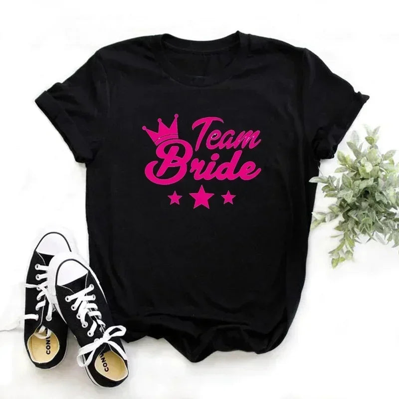 Bachelorette Party Tshirt Love Heart Team Bride Squad T-shirt Bridal Shower Top Bachelor Hen Party Wedding Engagement