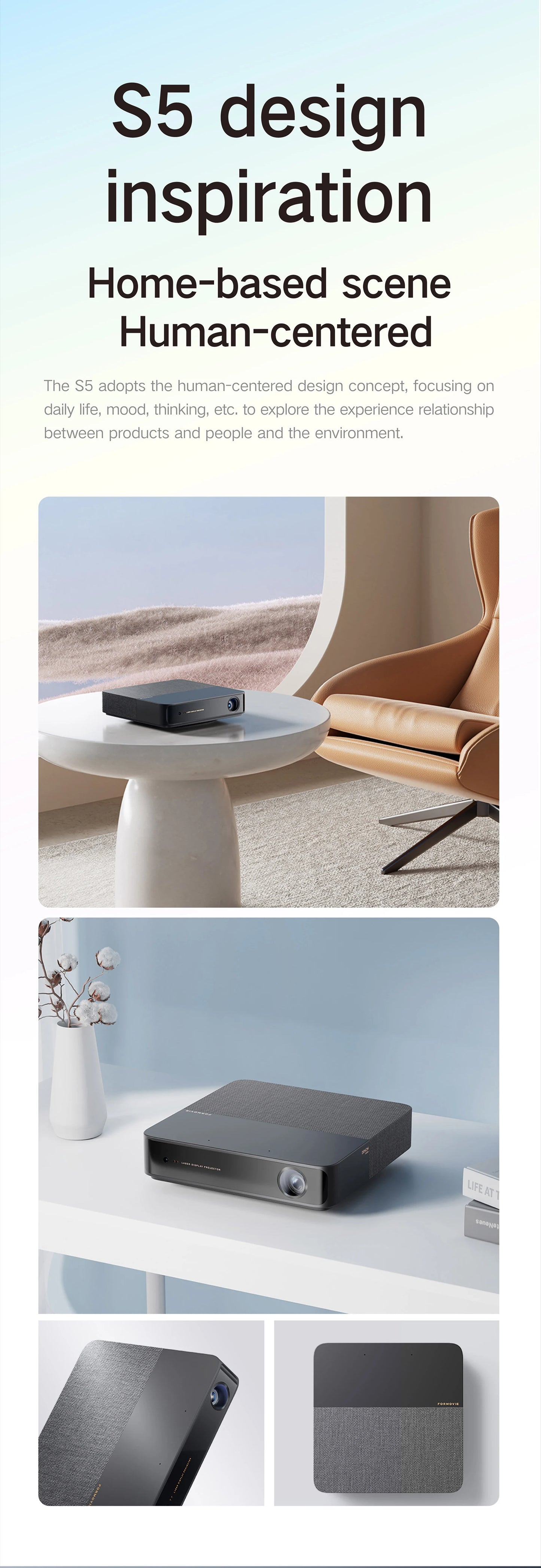 Formovie S5 Mini Projector Native Triple Laser DLP 1100ANSI Lumen FHD For Home Cinema Dolby Vision Portable Fengmi Smart Theater