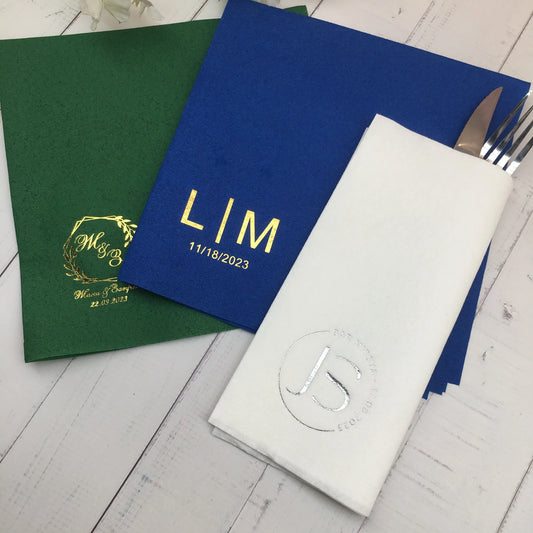 50pcs Personalized wedding napkins, Soft linen napkins disposable,Custom any name/date napkins,Dinner Napkins,Beverage Napkins