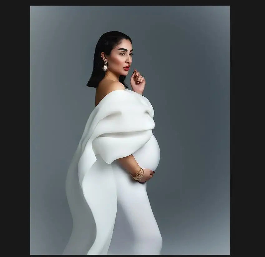 Pure White Mermaid Dresses for Pregnant Women Photoshoot or Babyshower Special Sexy Maternity Dress for Party