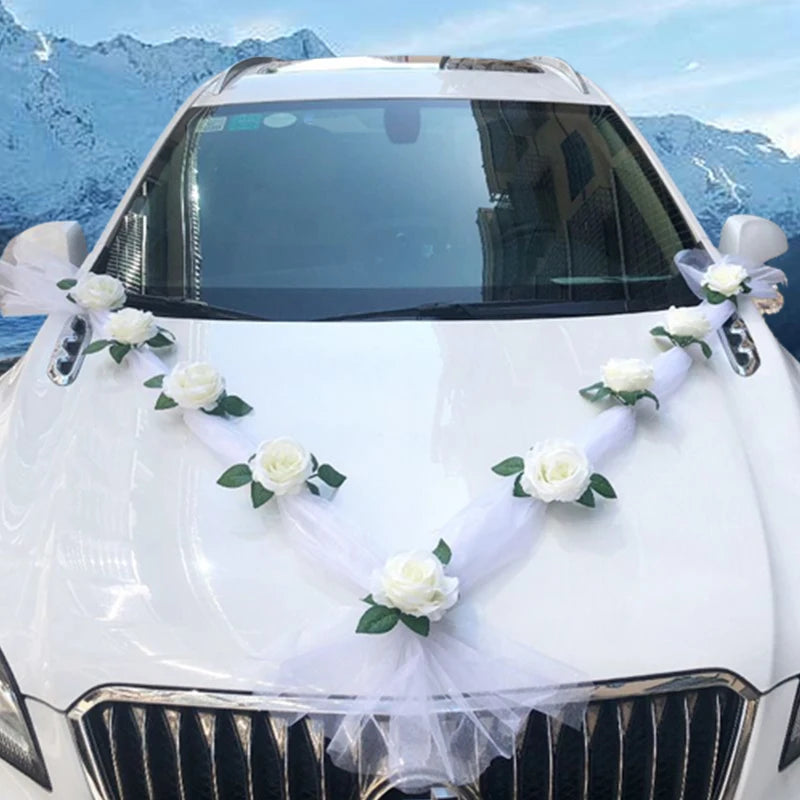 1set Wedding car decoration car head flower wedding supplies wedding main wedding car layout set creative personality