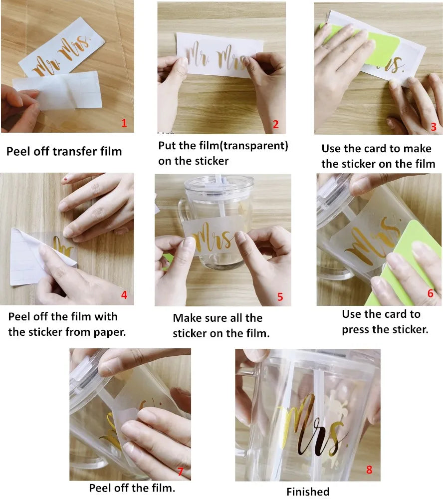 Big Wedding DIY Name Date Car Window Vinyl Sticker 1Pc Big White Gold Rainbow Removable Label Length 45/57/80cm Party Decor