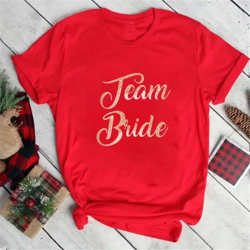 Bachelorette Party Tshirt Love Heart Team Bride Squad T-shirt Bridal Shower Top Bachelor Hen Party Wedding Engagement