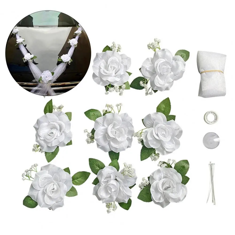 Artificial Wedding Car Decorations Suction Cup Wedding Car Decorations Elegant European-style Wedding Car Flower for Any