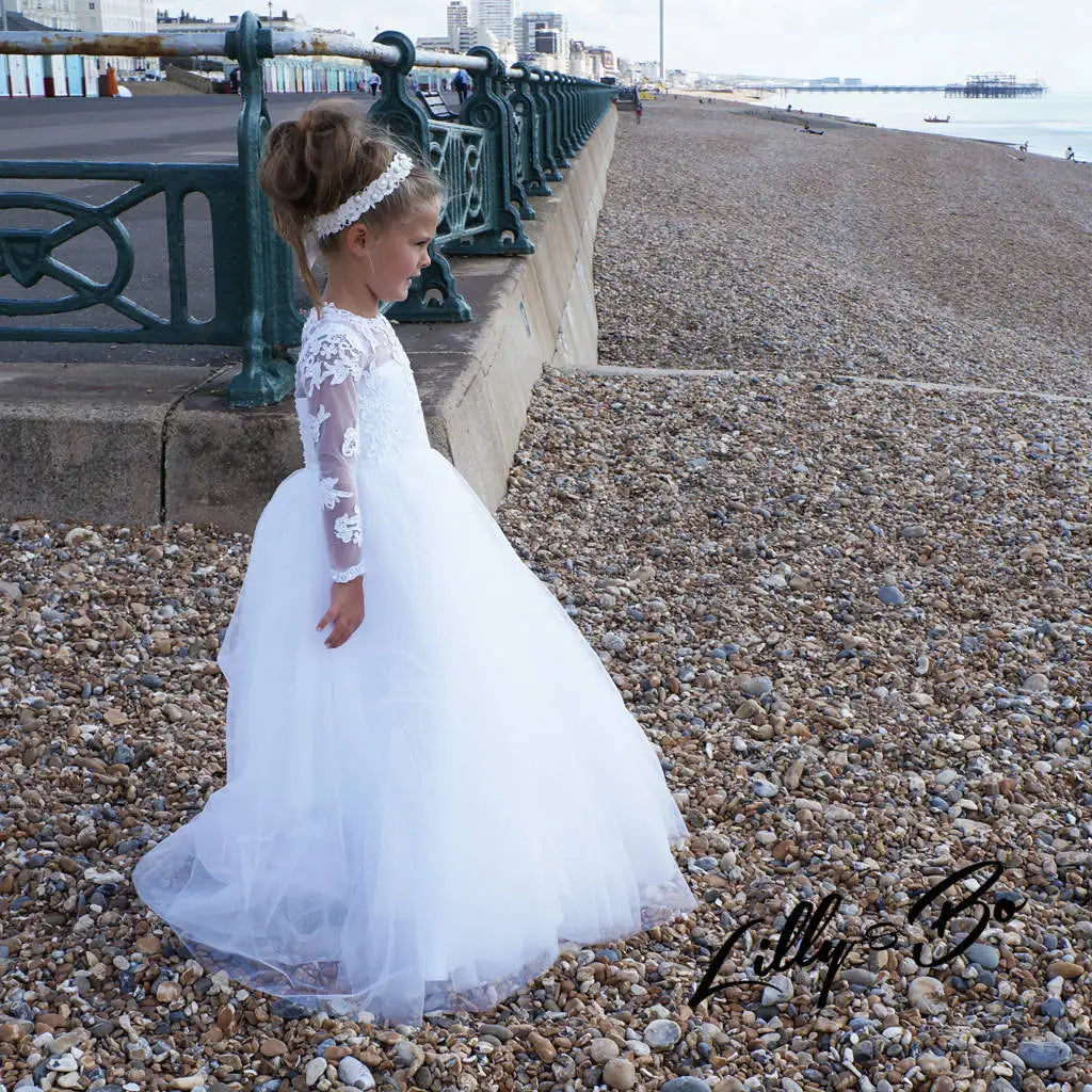 Kids' Princess Flower Girl Dress Wedding Ceremony First Communion Banquet Prom Night Celebration Event Ball Evening-Gown Party