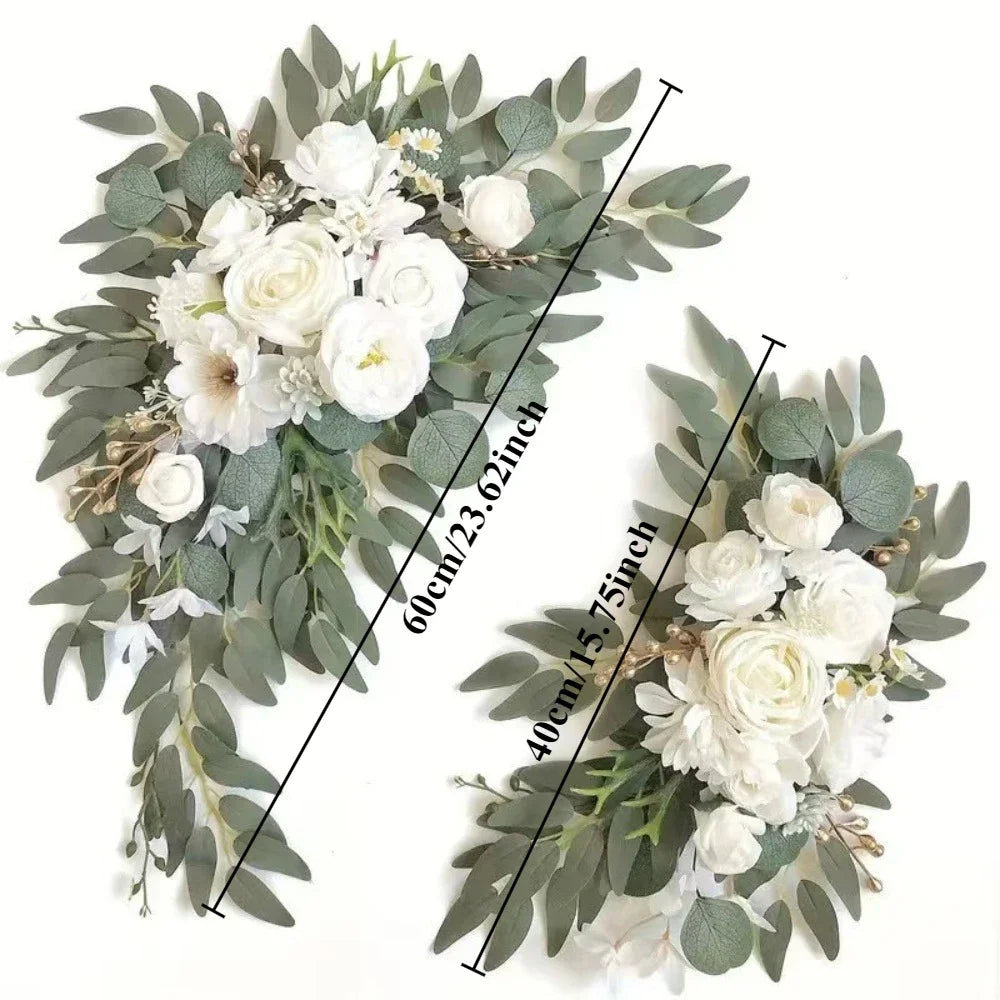 Romantic White Artificial Wedding Flowers Artificial Arch Flowers Artificial Wedding Arch Flowers Kit Wedding Welcome Sign Decor