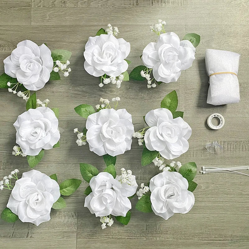 WEDDING CAR DECORATION ARTIFICIAL FLOWERS DECORATION FOR WEDDING CAR, WHITE