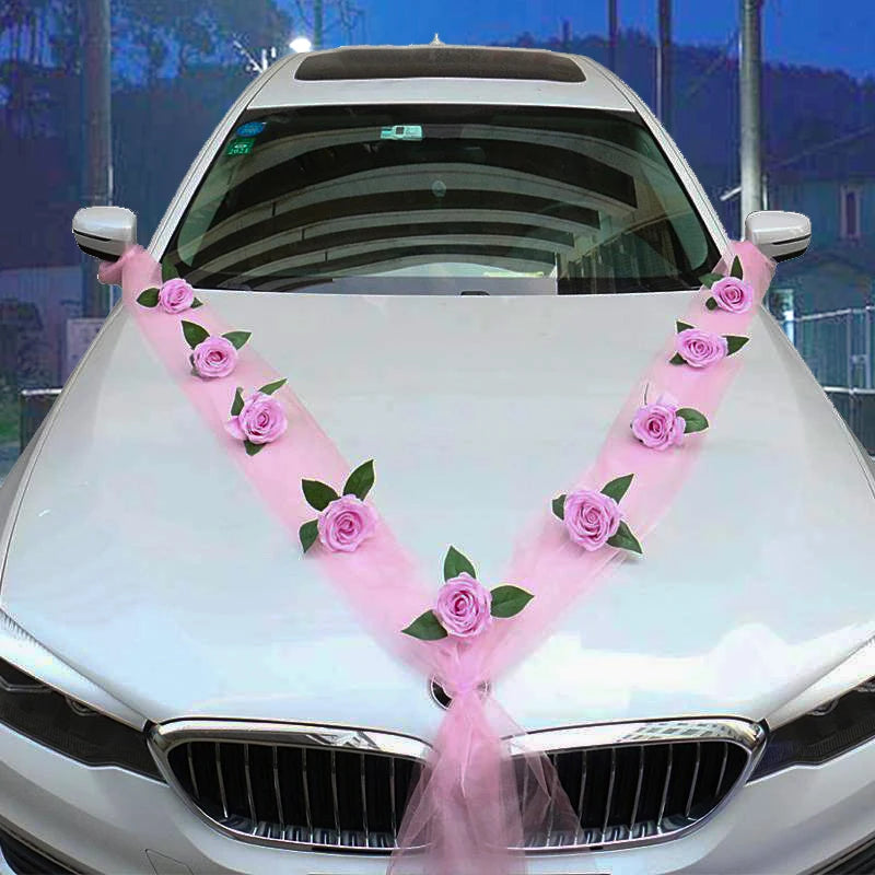 1set Wedding car decoration car head flower wedding supplies wedding main wedding car layout set creative personality