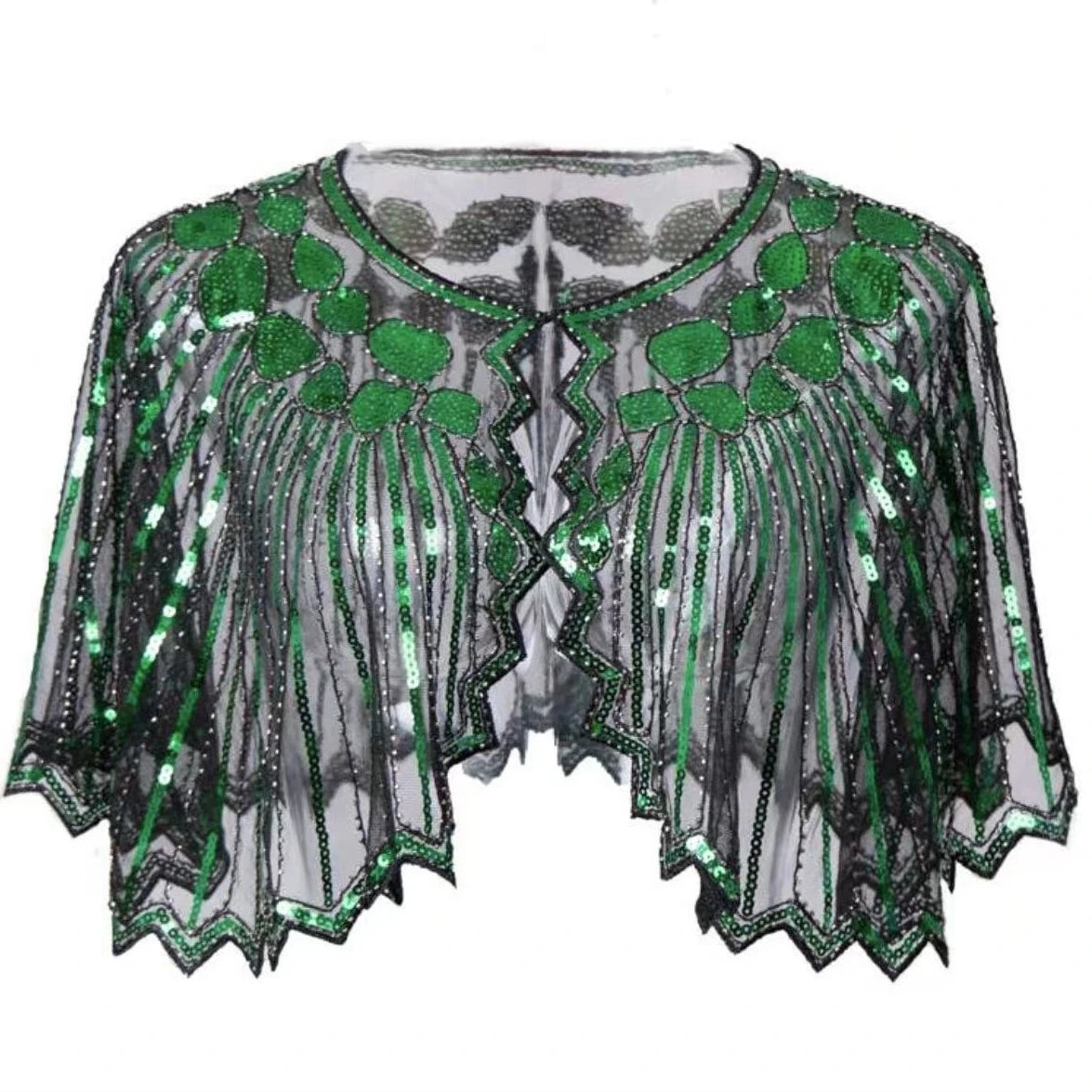 1 pcs 1920s Vintage Sequined Fringed Shrug Elegant Shawl For Women Beaded Cape Suitable For Formal Party Wedding Harem Night