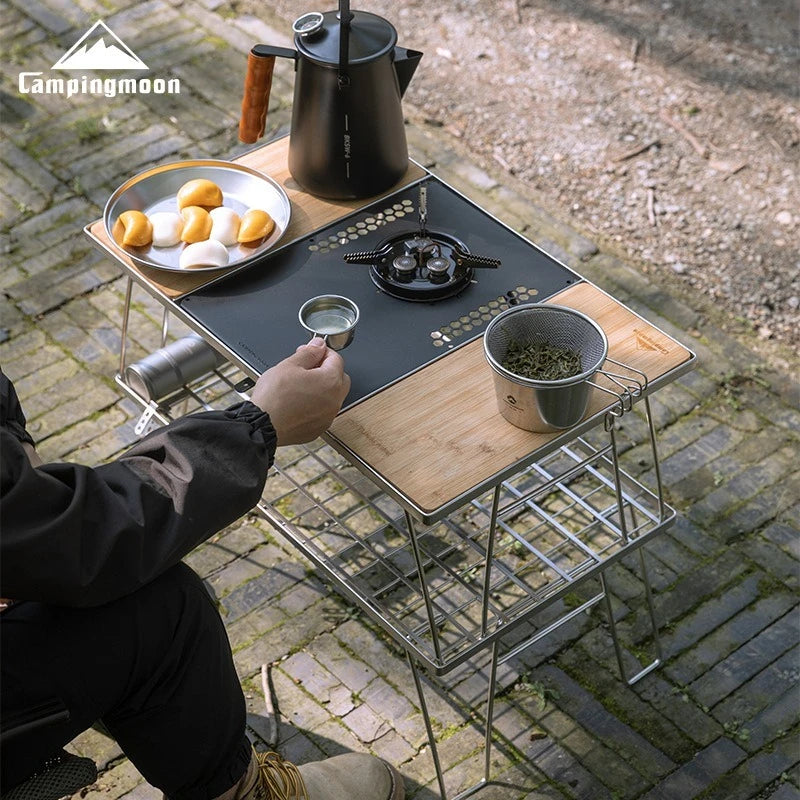 CAMPINGMOON Portable Camping IGT Korean Style Stove Unit Board Picnic Tea Table Multi-Purpose Middle Board for Outdoor Cooking
