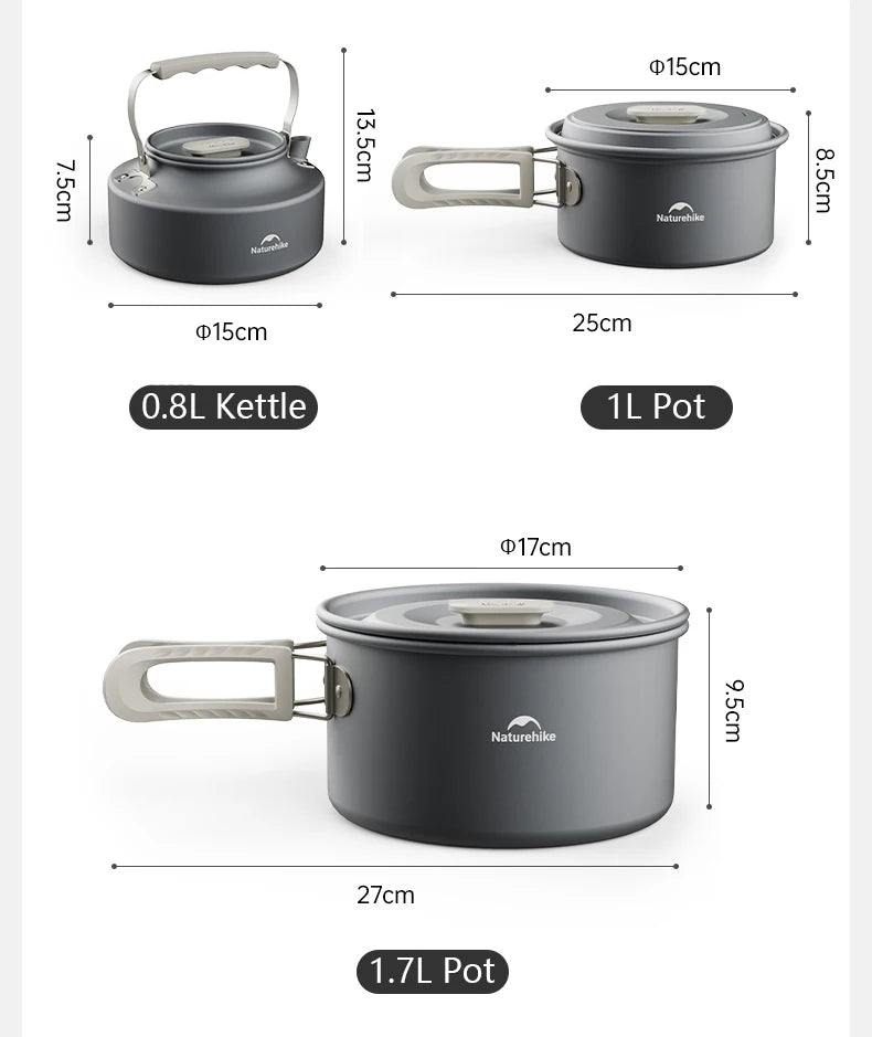 Naturehike Camping Cookware Kit Outdoor Frying Pan Portable Kettle Foldable Picnic Tableware Kitchen Utensils Cooking Utensils