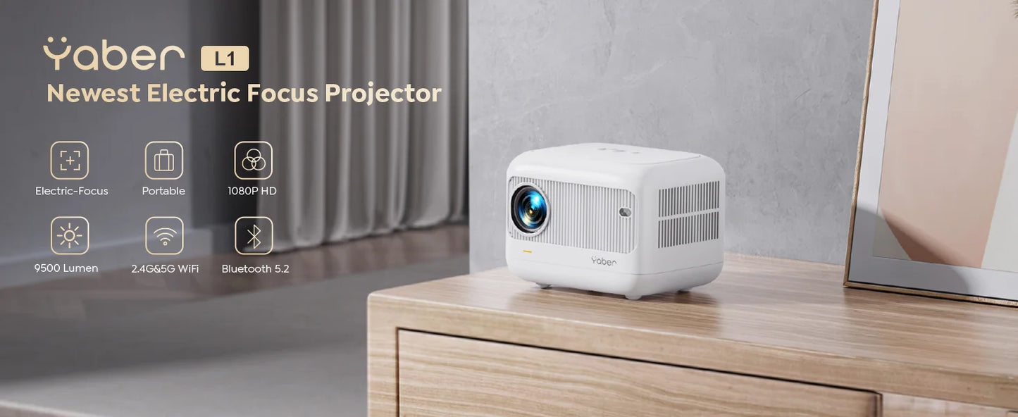MINI Projector WiFi Bluetooth Projector 20000Lumens 720P Projectors Support 1080p Video for Home Outdoor Cinema Android YABER L1