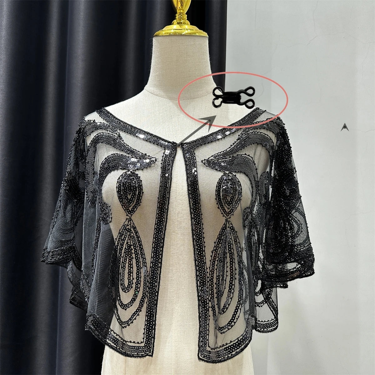 1920s Vintage Sequin Embroidered Flapper Shawl Thin Breathable Pullover Elegant Style Dress Matching Short Shawl For Women Party