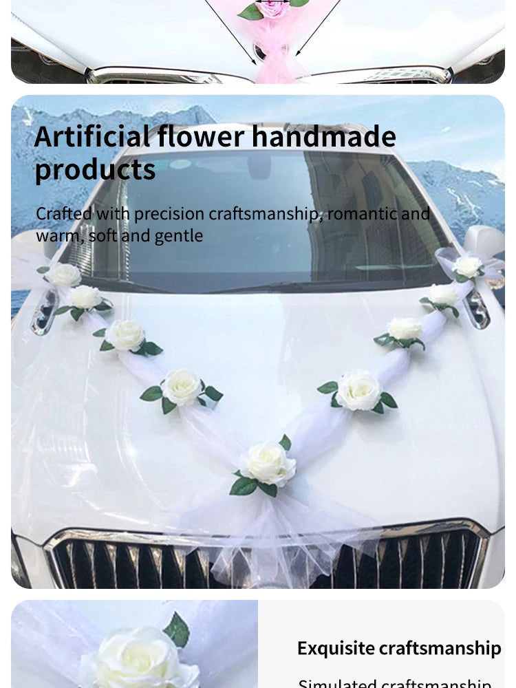 1set Wedding car decoration car head flower wedding supplies wedding main wedding car layout set creative personality