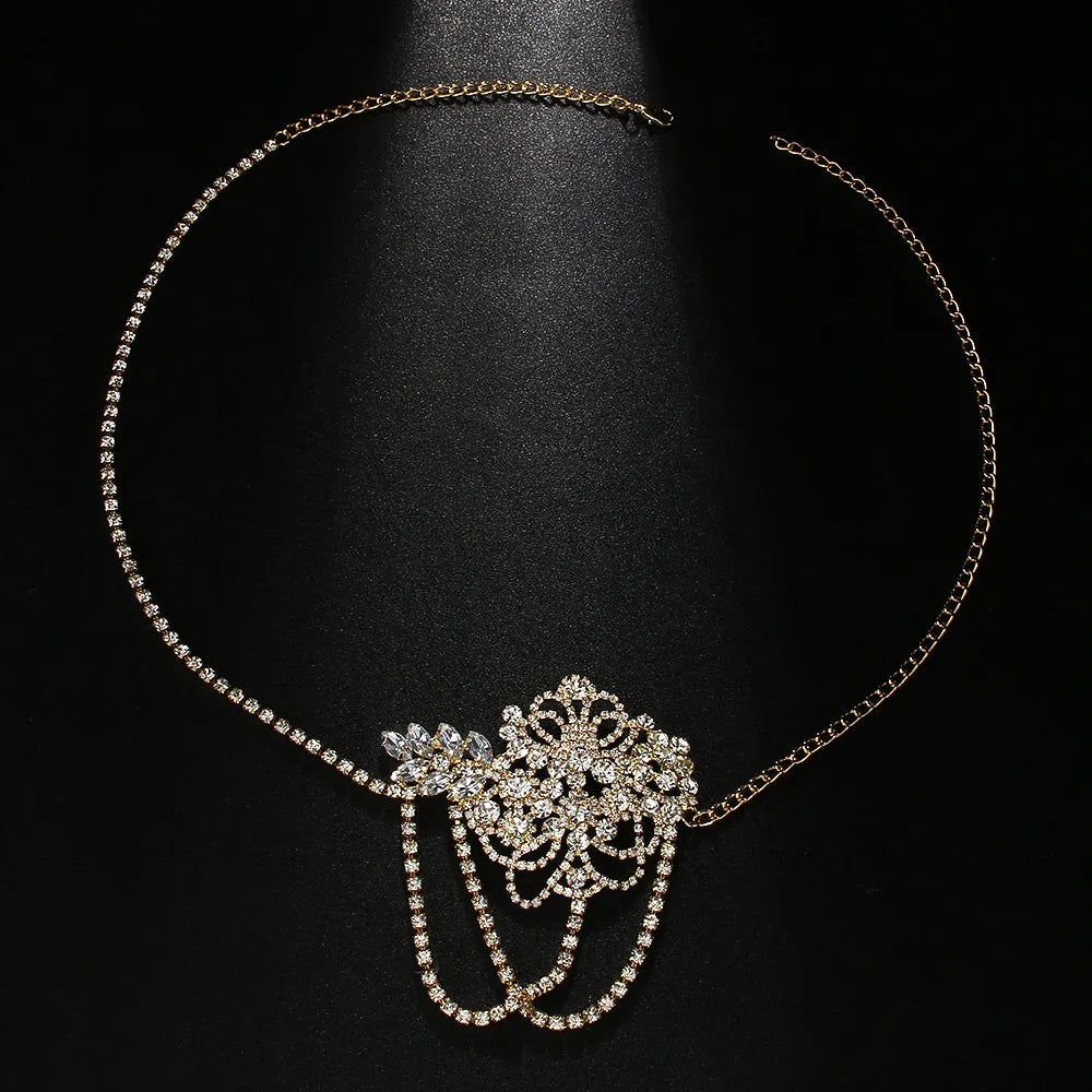 Stonefans Flower Crystal Flapper Headband Tiara Bridal Hair Accessories Vintage Headpiece Women 1920s Head Jewelry Gatsby Party