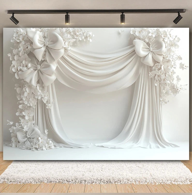 Wedding Scene Party Backdrop for Photography Pink Flower Palace White Wall Bridal Shower Wedding Portrait Decor Photo Background