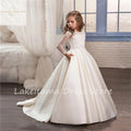 Wedding Dress Flower Girl Dresses Kids Satin Sashes Bow Simple Organza Cap Sleeves Girls Princess Evening Dress
