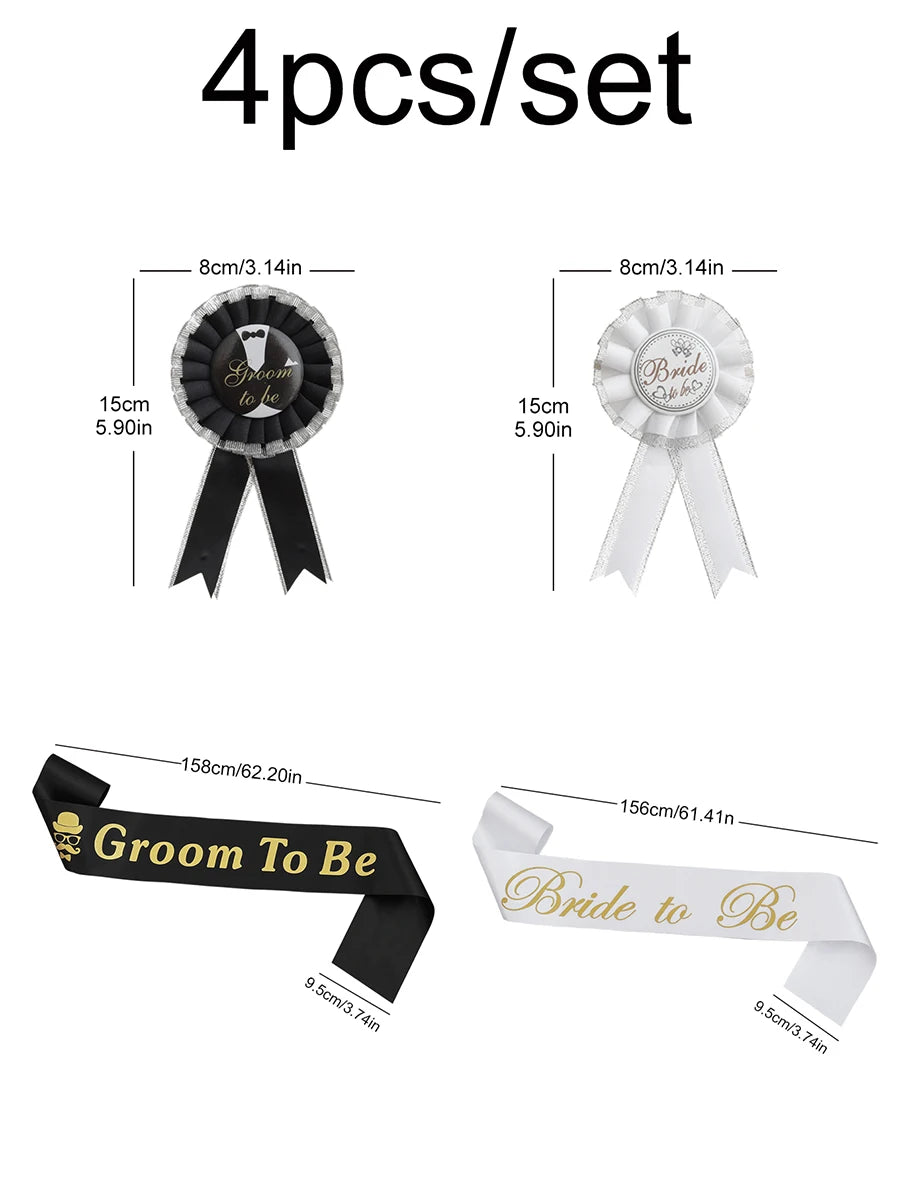 4PCS Bride to be, the bride of a bachelor party, etiquette with badge groom to be shoulder strap.