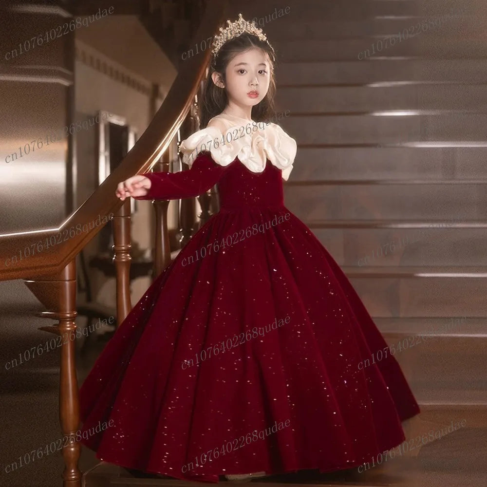 New Black Princess Special Occasion Flower Girl Dress Wedding Pary Prom Birthday First Communion Baby Child Kid Pageant Gown A12