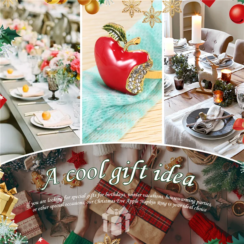 A05E-Napkin Rings Set Of 6, Red  Napkin Ring For Wedding, Dinner Party, Banquet, Serviette For Christmas, Birthday