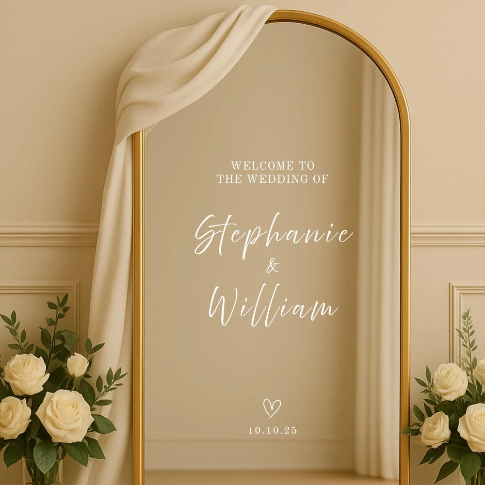 Wedding Mirror Decal Sticker Custom Welcome Sign Vinyl Gold Foil Bienvenidos A Nuestra Boda Name And Dates Mariage Decor