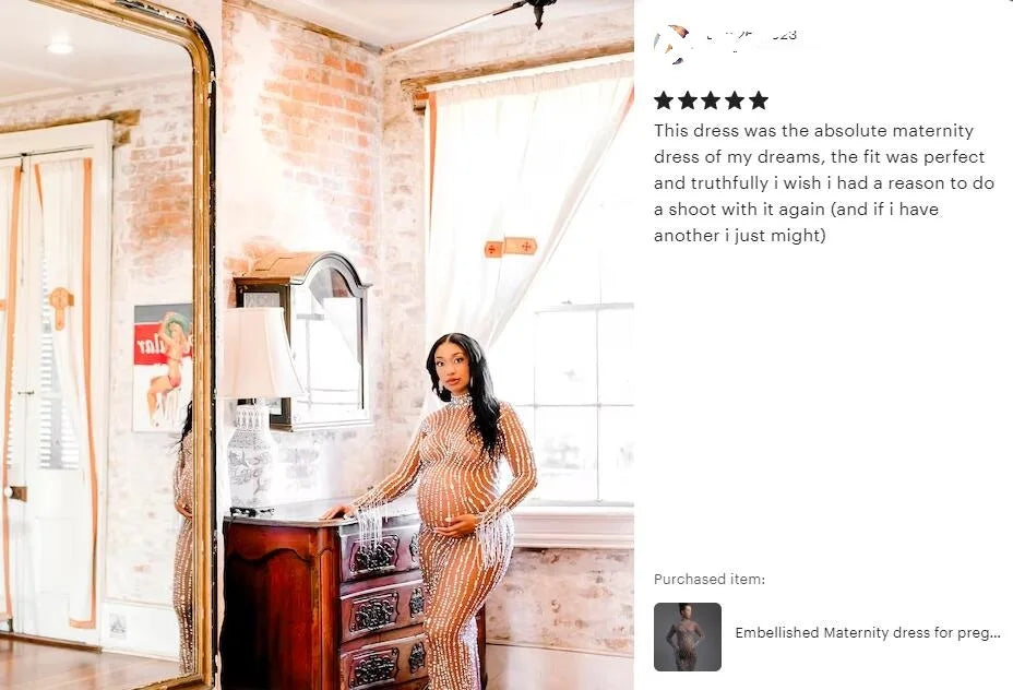 Embellished Maternity Dress for Pregnancy Photoshoot , Pregnant Photoshoot Outfit , Maternity Props